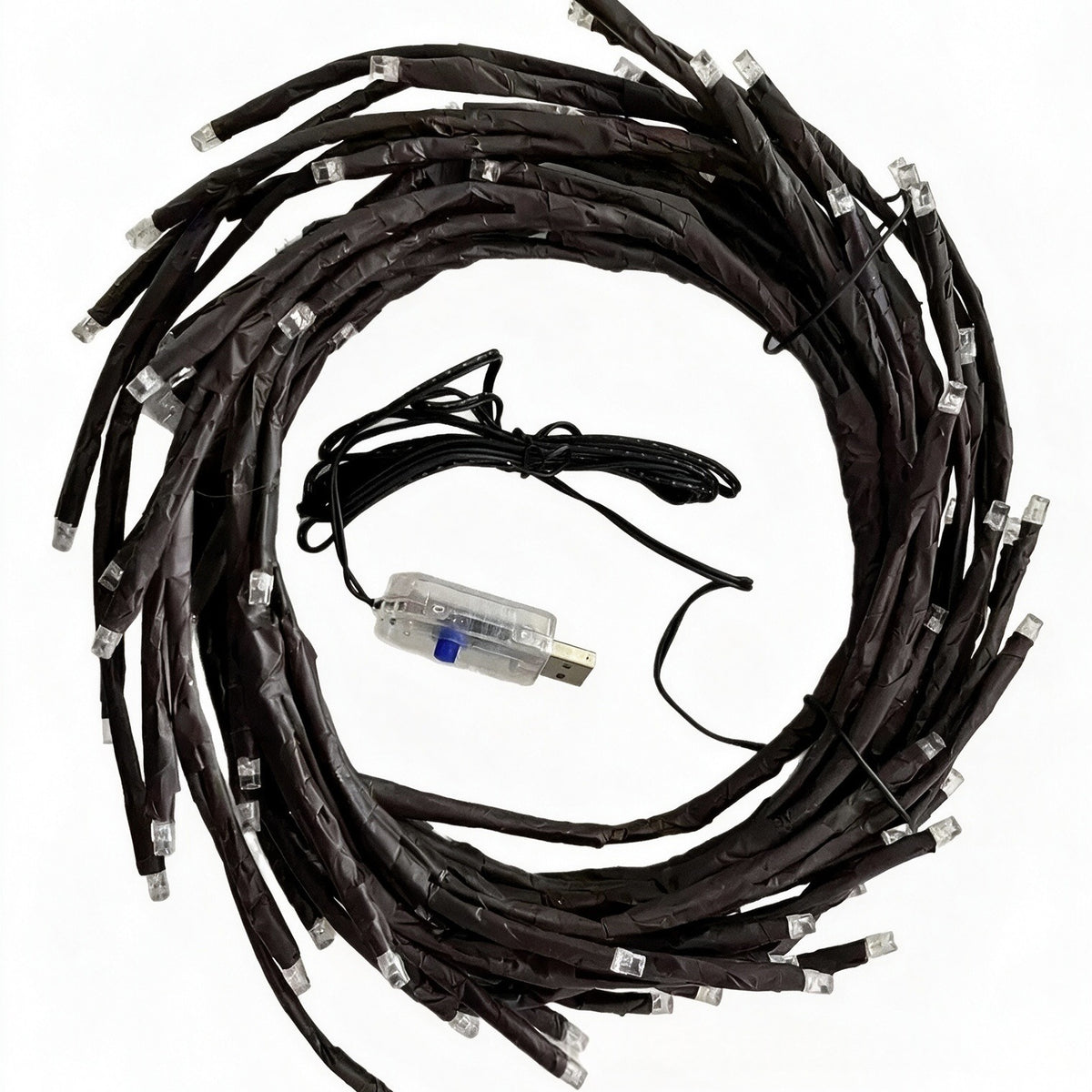 GlowVine willow vine lights coiled, with USB cable