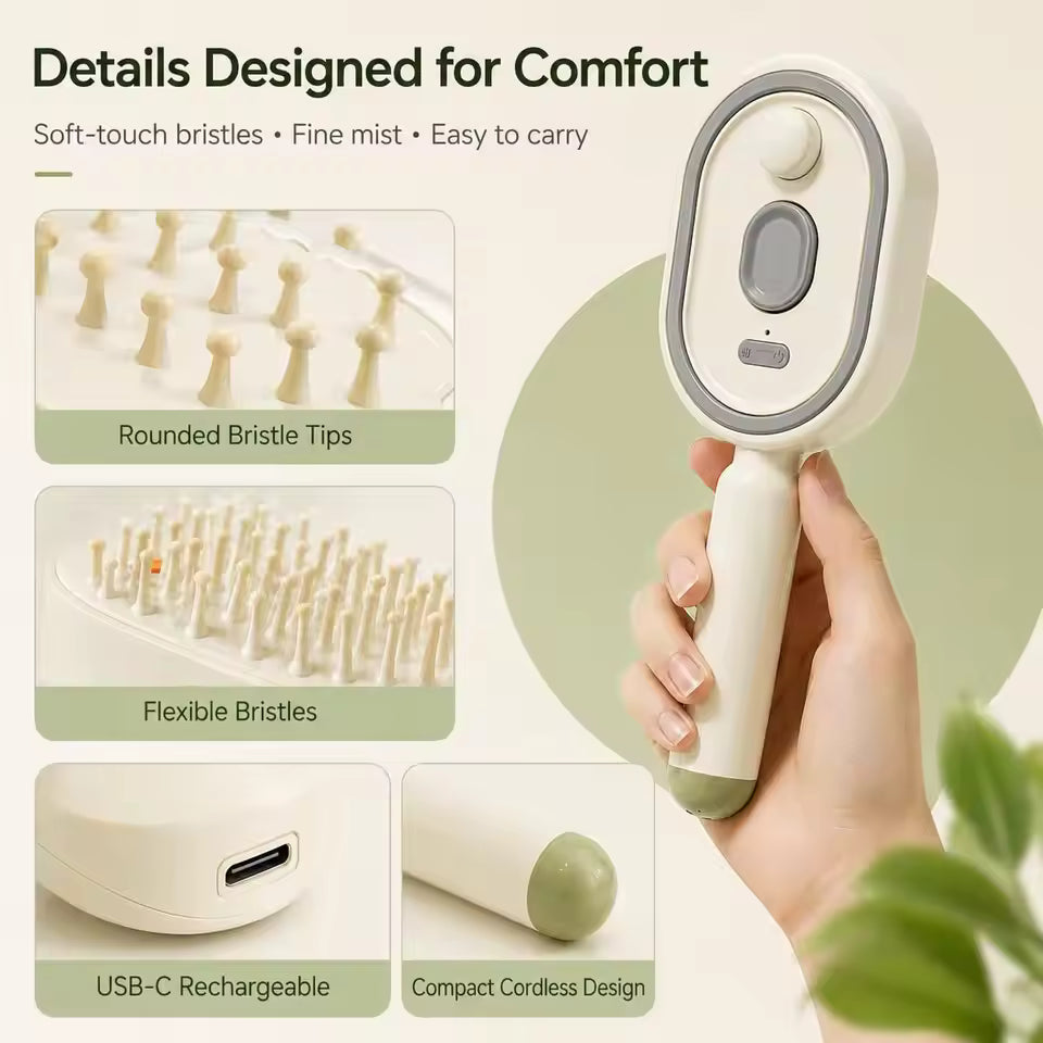 SleekGlide™ Rechargeable Hair Smoothen Brush with Detangling Comb
